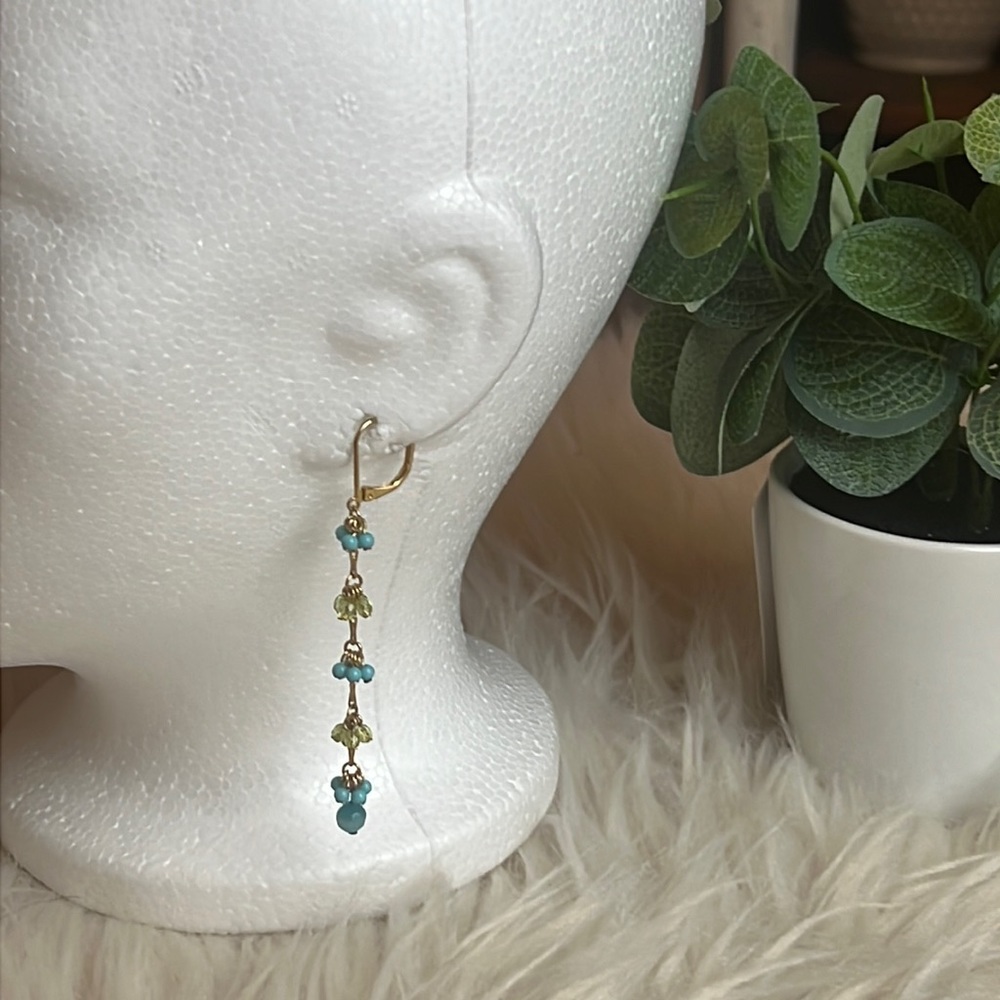 14k Gold filled Turquoise & Citron beaded dangle earrings